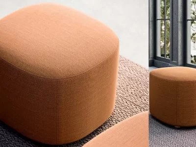 ABBEY Italian designed soft Poufs, enriched with handcrafted visible stitching