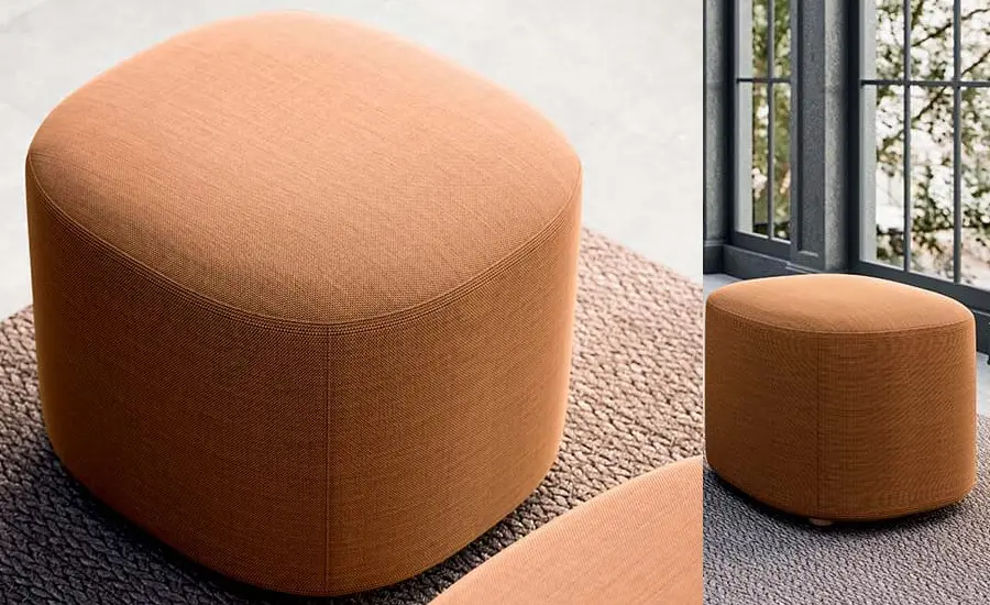 ABBEY Italian designed soft Poufs, enriched with handcrafted visible stitching 1 ABBEY Italian designed soft Poufs, enriched with handcrafted visible stitching
