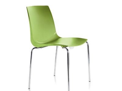 ARI Polypropylene canteen stackable chair with chrome legs.