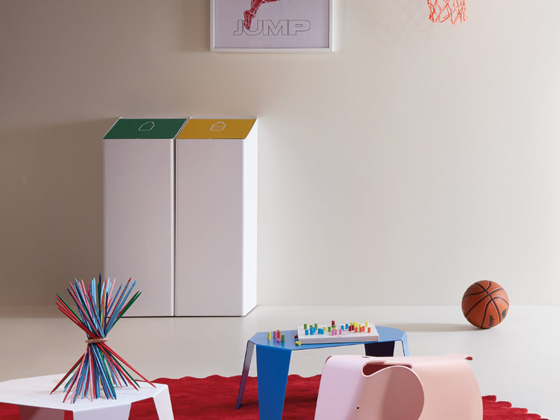 BERNA Stylish Recycling Station, White with various waste pictograms 5 BERNA Stylish Recycling Station, White with various waste pictograms - Image 5