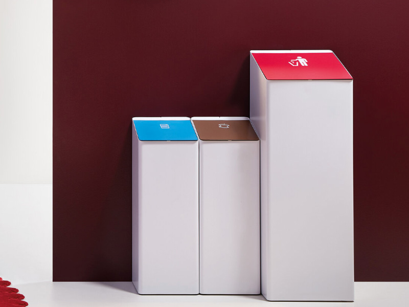 BERNA Stylish Recycling Station, White with various waste pictograms 4 BERNA Stylish Recycling Station, White with various waste pictograms - Image 4