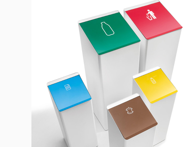 BERNA Stylish Recycling Station, White with various waste pictograms 2 BERNA Stylish Recycling Station, White with various waste pictograms - Image 2