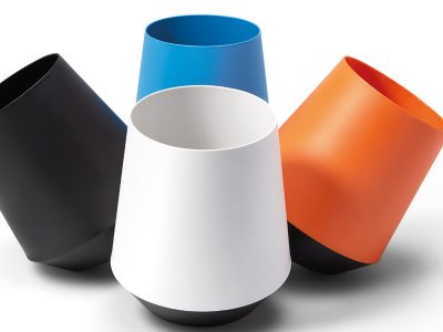 BIEL Under Desk waste basket with 400g weighted base, in 4 fun colour options.