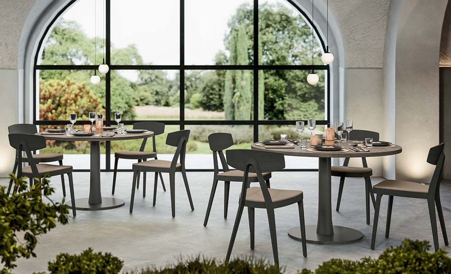 T06 Round Canteen Table, 120mm Diameter. Melamine or Glass Table Tops 2 T06 Round Canteen Table, 120mm Diameter. Melamine or Glass Table Tops - Image 2