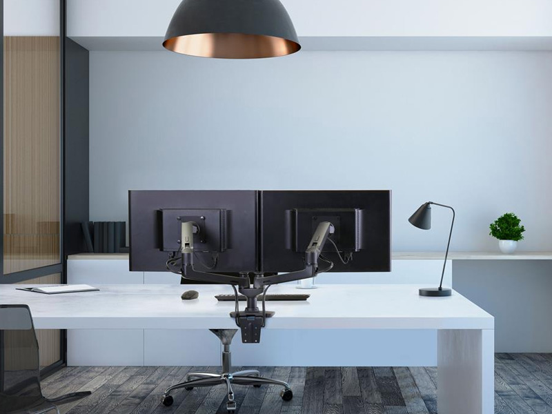 LX Dual Heavy Duty Monitor Arms, Cables Hidden, Patented Ergonomic Positioning. 4 LX Dual Heavy Duty Monitor Arms, Cables Hidden, Patented Ergonomic Positioning. - Image 4