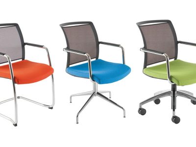 Eternity Conference/Visitor Mesh Back Chair With Upholstered Seat, Stackable.