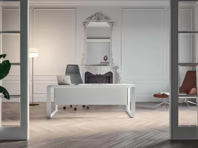 X7 STYLISH desk system with polished aluminium trims, designed in Italy