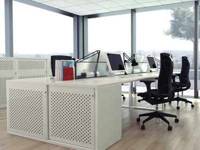 Bisley Glide Cabinet with Sliding Perforated Doors.