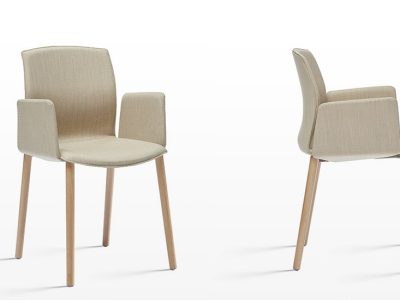 Kabi Fully Upholstered Meeting/Boardroom Wooden Legged Armchair, Metallic Finish