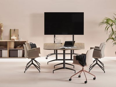 Kabi Armchair Fully Upholstered Meeting/Boardroom Swivel Legged , Metallic Finish