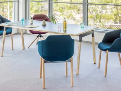 OGI W Meeting Tables, rectangular or oval tops with natural wood - ash legs