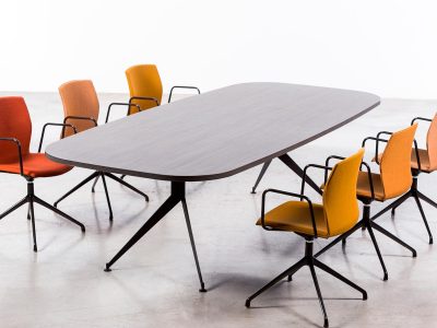 USOA Italian designed Meeting Tables, melamine or veneered tops, 2 leg designs.