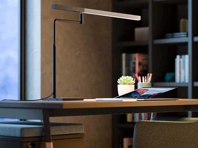 Stick Table/Floor Lamp & Shade in Powdered Coated Aluminium, Simple & Elegant