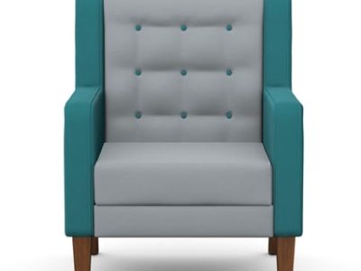 MILES Upholstered Armchair with Wooden Legs
