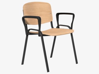 OI Series Visitor Chair in Beech Finish and Black Frame