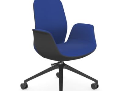 Ellie Low Backrest Swivel Armchair with 4 Star Base