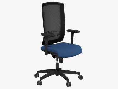 Begin Black Swivel Chair, Mesh Backrest, Black Nylon Base, Seat Slide, Lumbar Support, Step Adjustable Arms