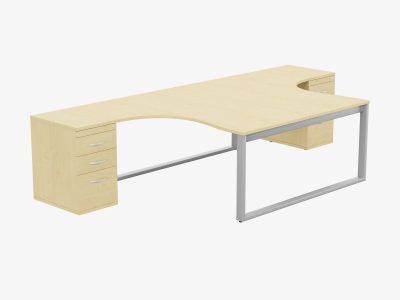 Switch 2 Person Crescent Desk & Desk High Pedestal, Closed Leg