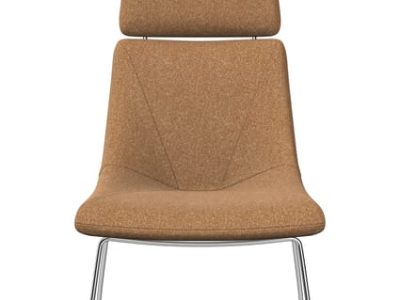 REMI Large Reception/Lounge Chair with Headrest, Skid Metal Base