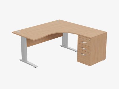 Komo Cantilever Crescent Desk with Cable Managed Legs & Pedestal