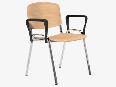 OI Series Visitor Chair in Beech Finish and Chrome Frame