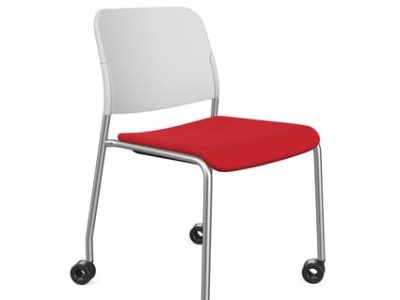 Zoo Upholstered Seat and Plastic Backrest Chair with 4-Legged Frame on Castors - Model 502HC