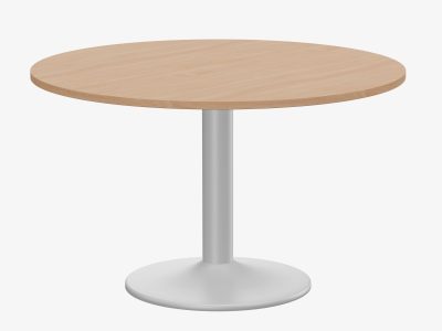 Kito Wooden Round Meeting Table, Single Cylinder Leg Base