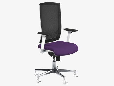 Begin White Swivel Chair, Mesh Backrest, Chrome Base, Seat Slide, Lumbar Support, Zodiac Adjustable Arms