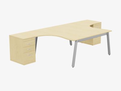 Switch 2 Person Crescent Desk & Desk High Pedestal, A-Leg