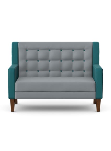 MILES Upholstered Two Seat Sofa with Wooden Legs 1 MILES Upholstered Two Seat Sofa with Wooden Legs