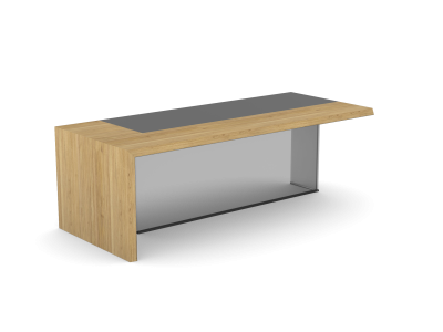 Soreno Executive Wooden Desk with Transparent Tempered Glass Leg
