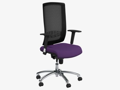 Begin Black Swivel Chair, Mesh Backrest, Chrome Base, Seat Slide, Lumbar Support, Vario Adjustable Arms