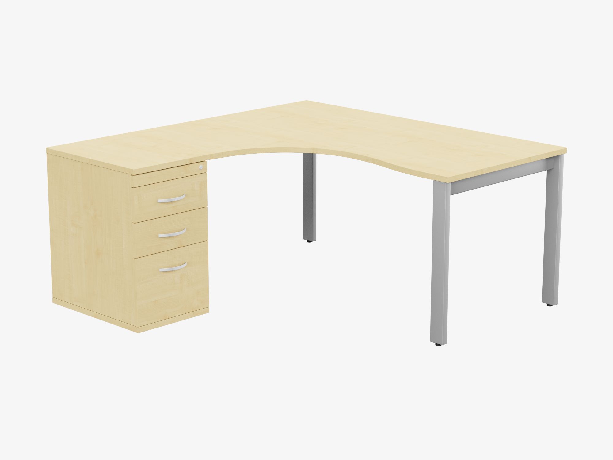 Switch 1 Person Crescent Desk & Desk High Pedestal, Open Leg 1 Switch 1 Person Crescent Desk & Desk High Pedestal, Open Leg
