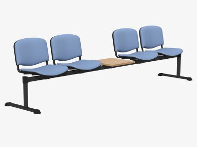 OI Series Beam Seating with Table with Upholstered Seat & Backrest