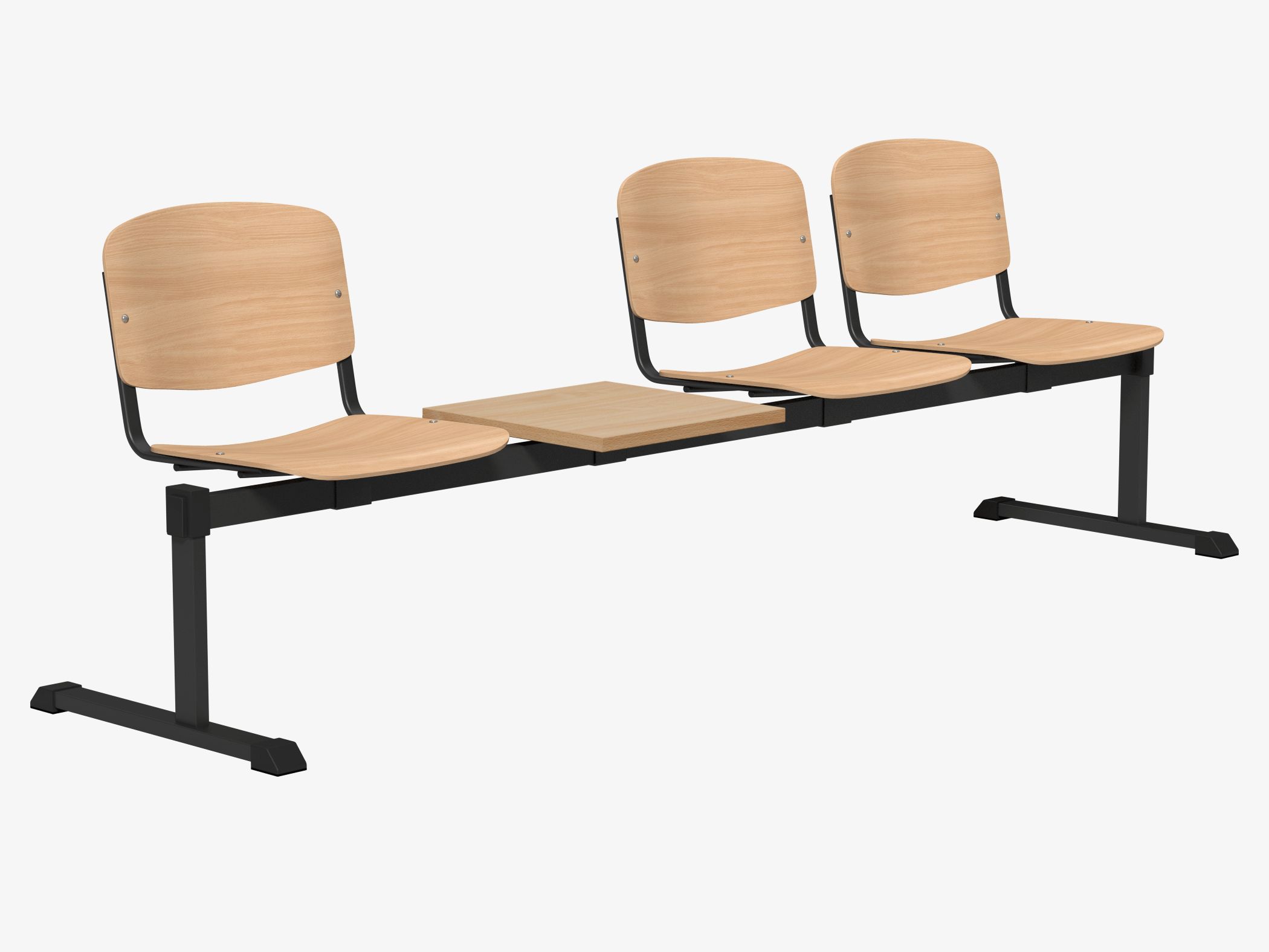OI Series Beam Seating with Table in Beech Finish 1 OI Series Beam Seating with Table in Beech Finish