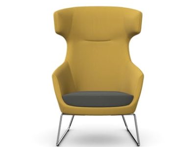 AVA Lounge Chair with Skid Metal Base