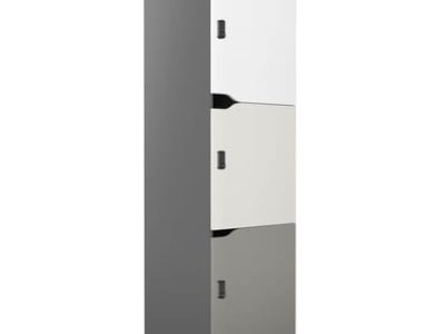 Wuteh Wooden Lockable Locker 3 Compartments