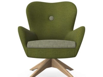 RUBI Lounge Chair with Wooden Pyramidal Base