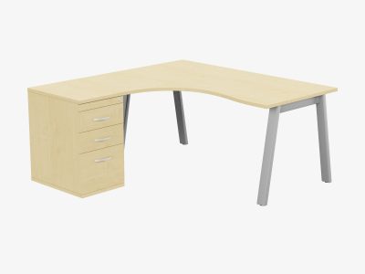 Switch 1 Person Crescent Desk & Desk High Pedestal, A-Leg