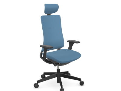 Violle Ergonomic Fabric Backrest Task Chair in Black Frame with Headrest