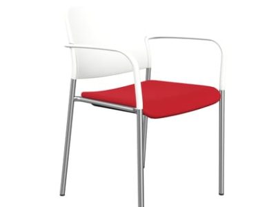 Zoo Upholstered Seat and Plastic Backrest Chair with 4-Legged Frame - Model 502H