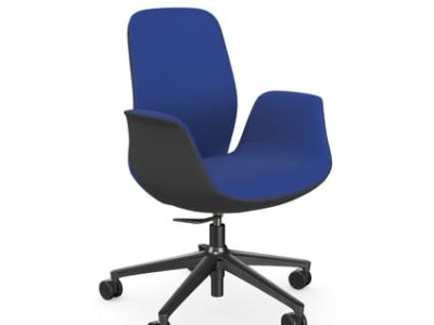 Ellie Low Backrest Swivel Armchair with 5 Star Base