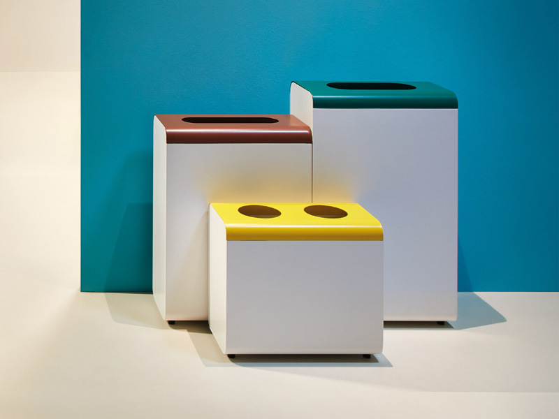 INTERLAKEN Recycling Station, removable top with 4 lid options 1 INTERLAKEN Recycling Station, removable top with 4 lid options