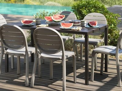 Cube Outdoor Square Table, Lacquered Aluminium Legs & Structure, Stackable