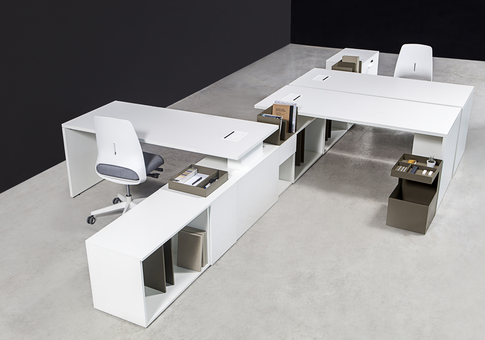 BAT Bench Desk system with 30mm tops, metal sled legs & cable management 2 BAT Bench Desk system with 30mm tops, metal sled legs & cable management - Image 2