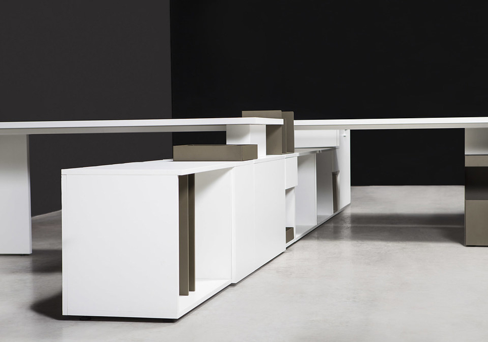 BAT Bench Desk system with 30mm tops, metal sled legs & cable management 4 BAT Bench Desk system with 30mm tops, metal sled legs & cable management - Image 4