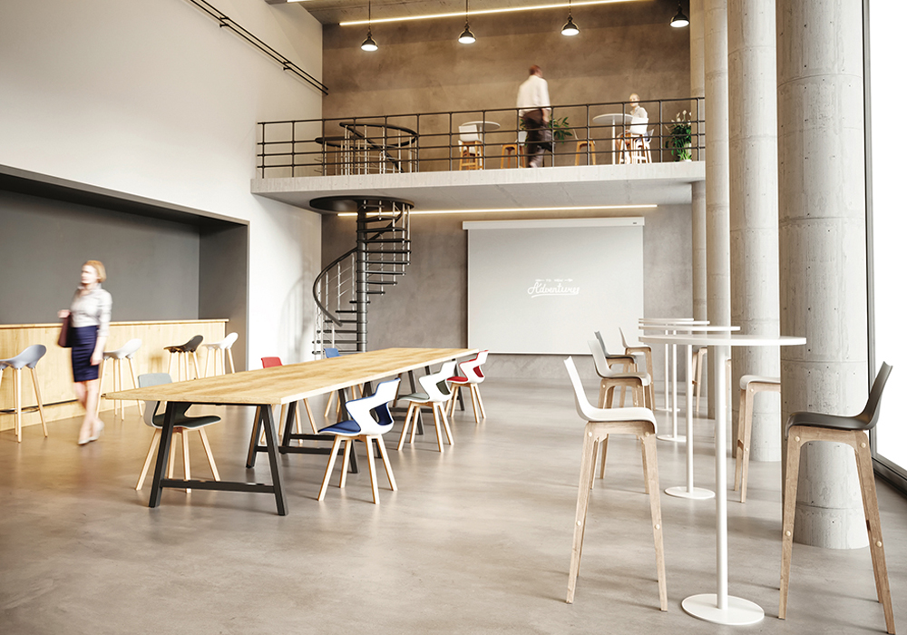 DETENTE Coworking High Table Oval or Rectangular shape Structural metal frame 4 DETENTE Coworking High Table Oval or Rectangular shape Structural metal frame - Image 4