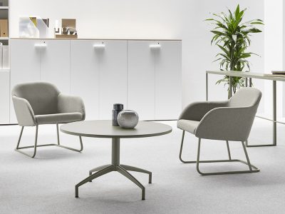 CARMA Modular table system, 20mm melamine, 13mm compact resin or 20mm veneer tops