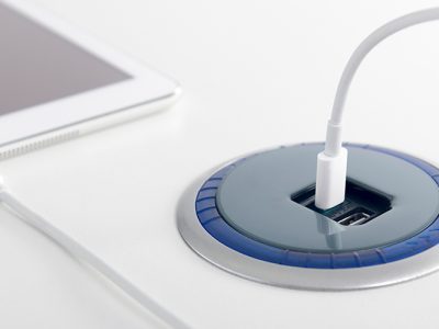 PABLO USB module, easy-fit,silver or gloss black finish, Type A & C USB sockets.