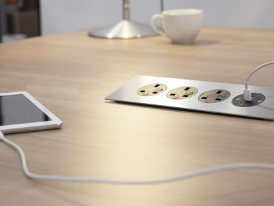 PODIUM Power Modules Low profile aluminium finish, in 2 and 4 socket versions.